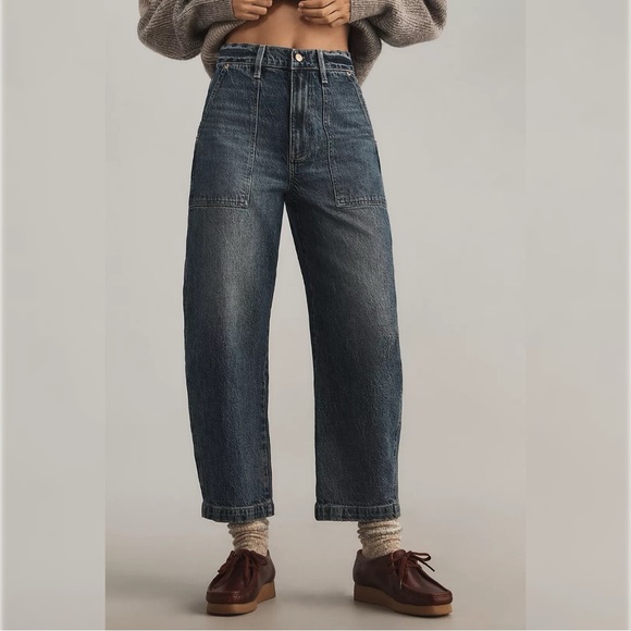 Pistola Turner Barrel Jeans 31 Valet Denim Blue Casual High Tapered Wide Leg - Picture 2 of 14